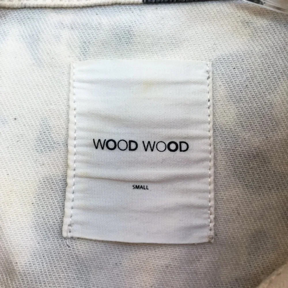 WOOD WOOD Black & White Splattered Canvas Jean Designer Denim Jacket S FLAWED - Picture 6 of 10